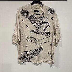 Eagle Print Button-Up Shirt